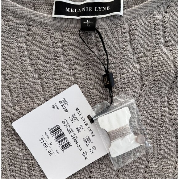 Melanie Lyne grey honeycomb knit dolman sleeve sweater size L NWT - Picture 5 of 5
